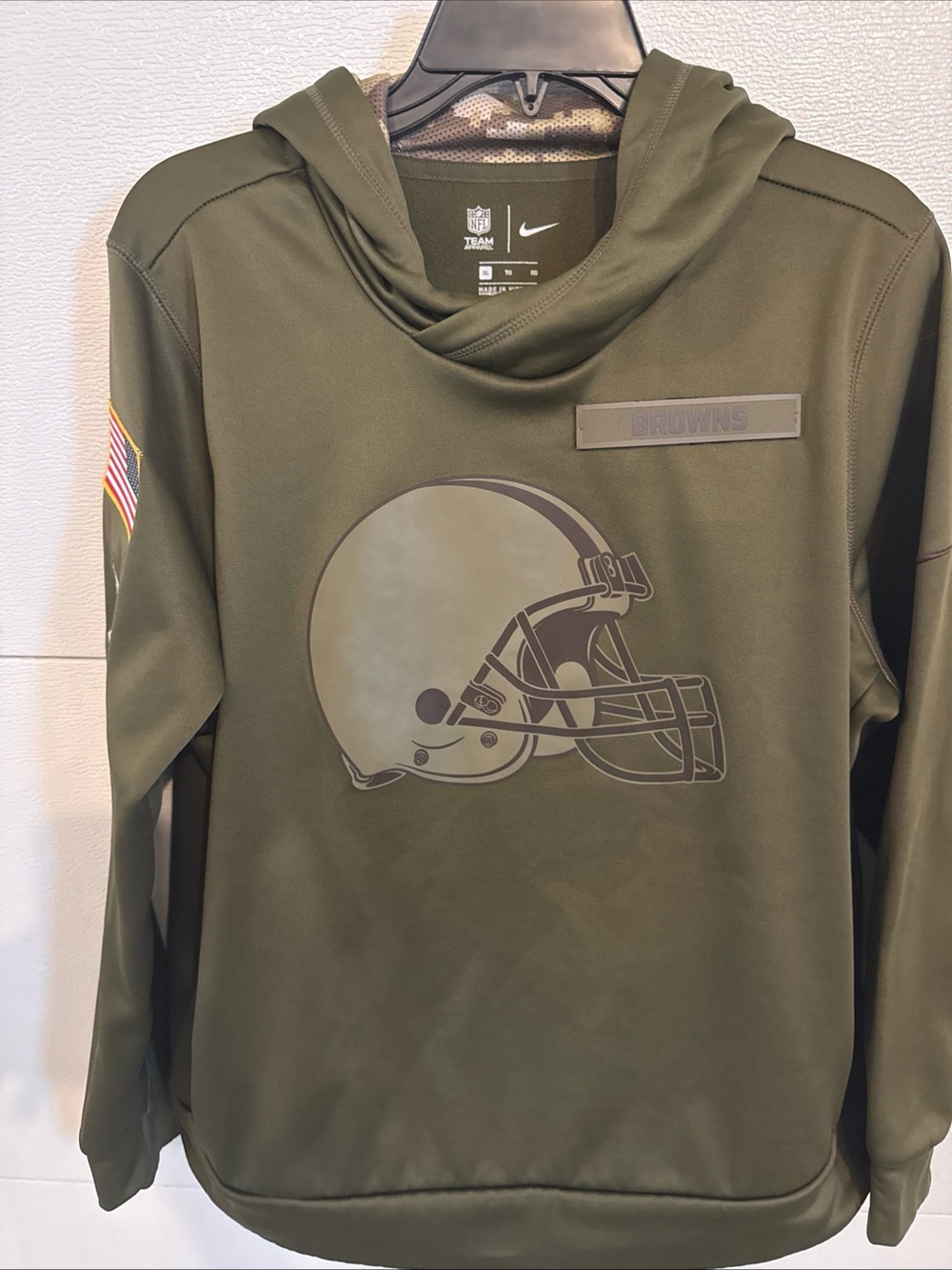 Nike Cleveland Browns Salute to Service Hoodie Youth XL Olive NFL Football